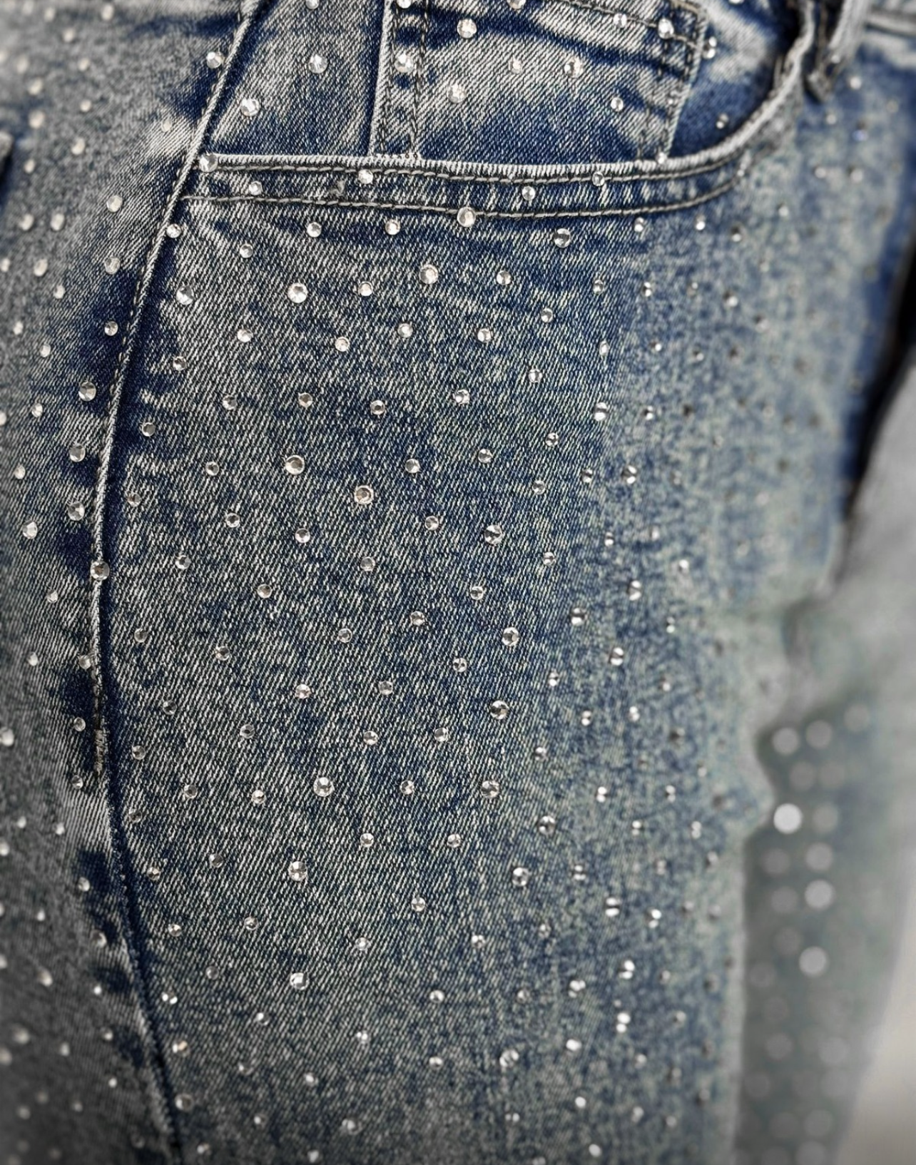 Diamond Pressure Rhinestone Jeans