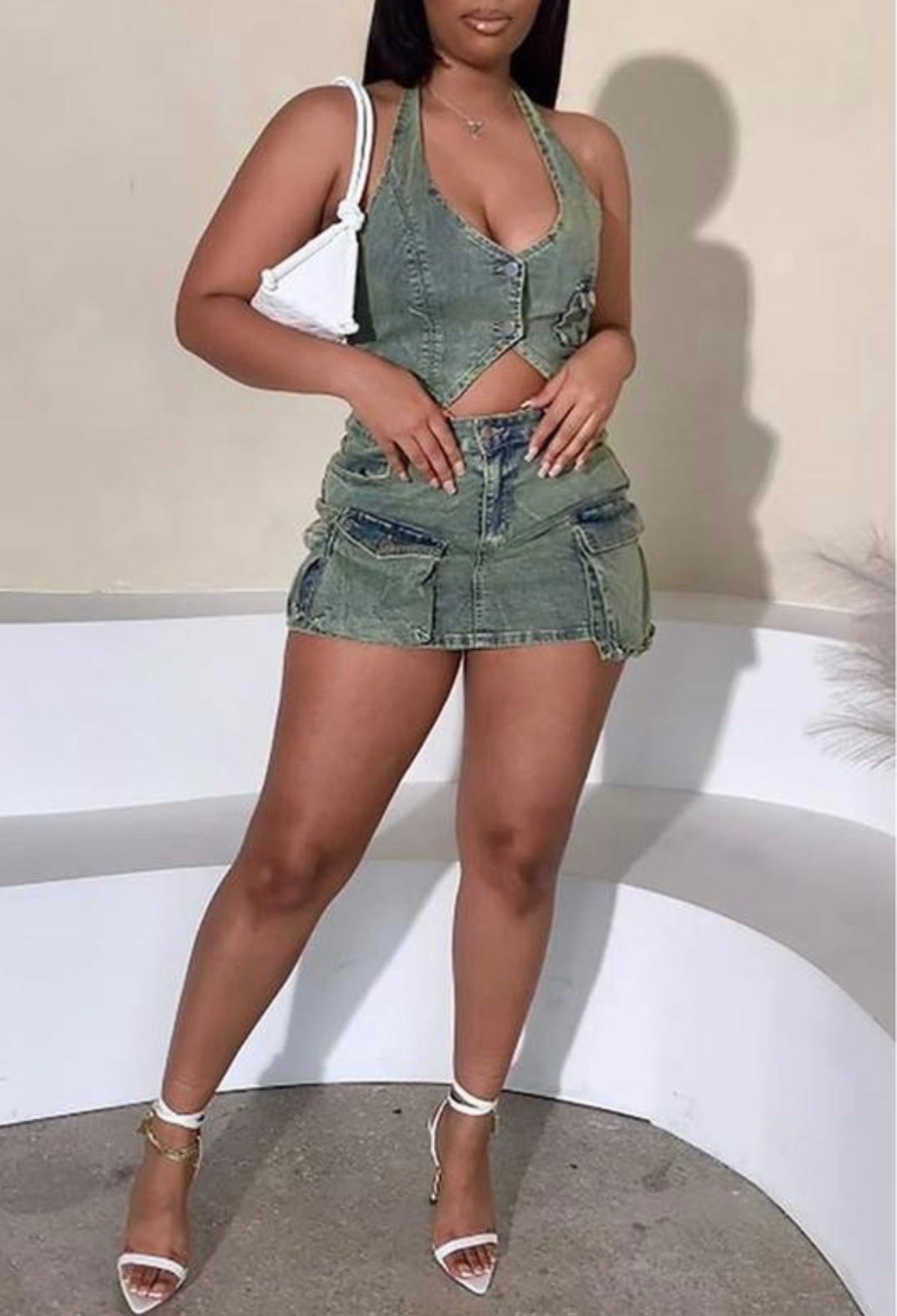Hotgirl cargo denim set
