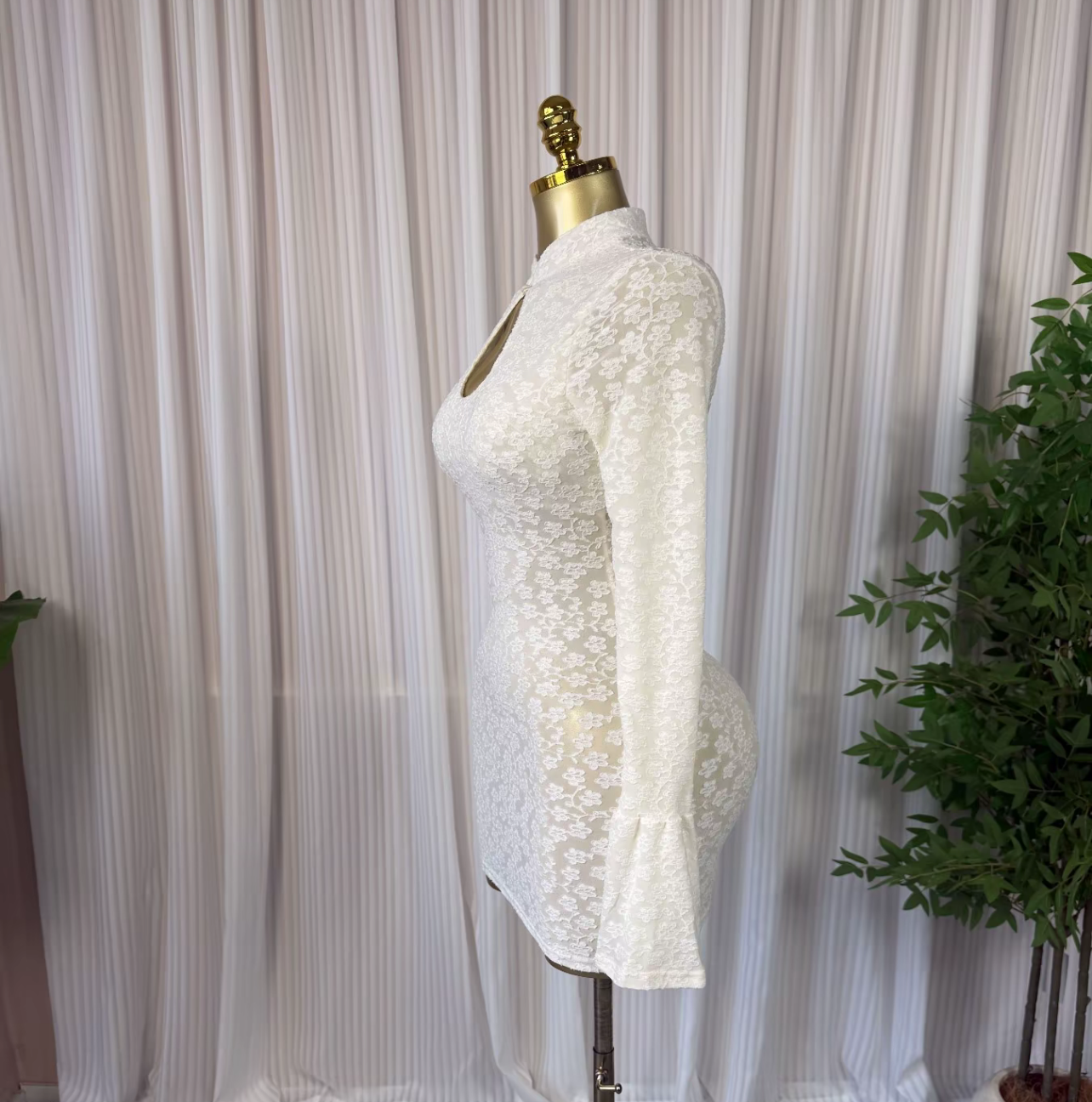 Soft Envy Lace Keyhole Mini Dress