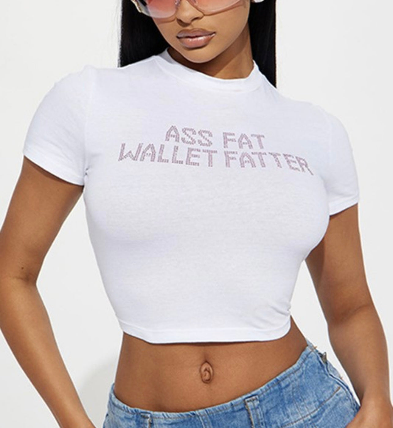 Double Win rhinestone crop top