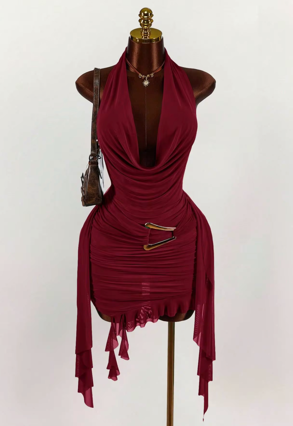 Draped Halter Mini Dress
