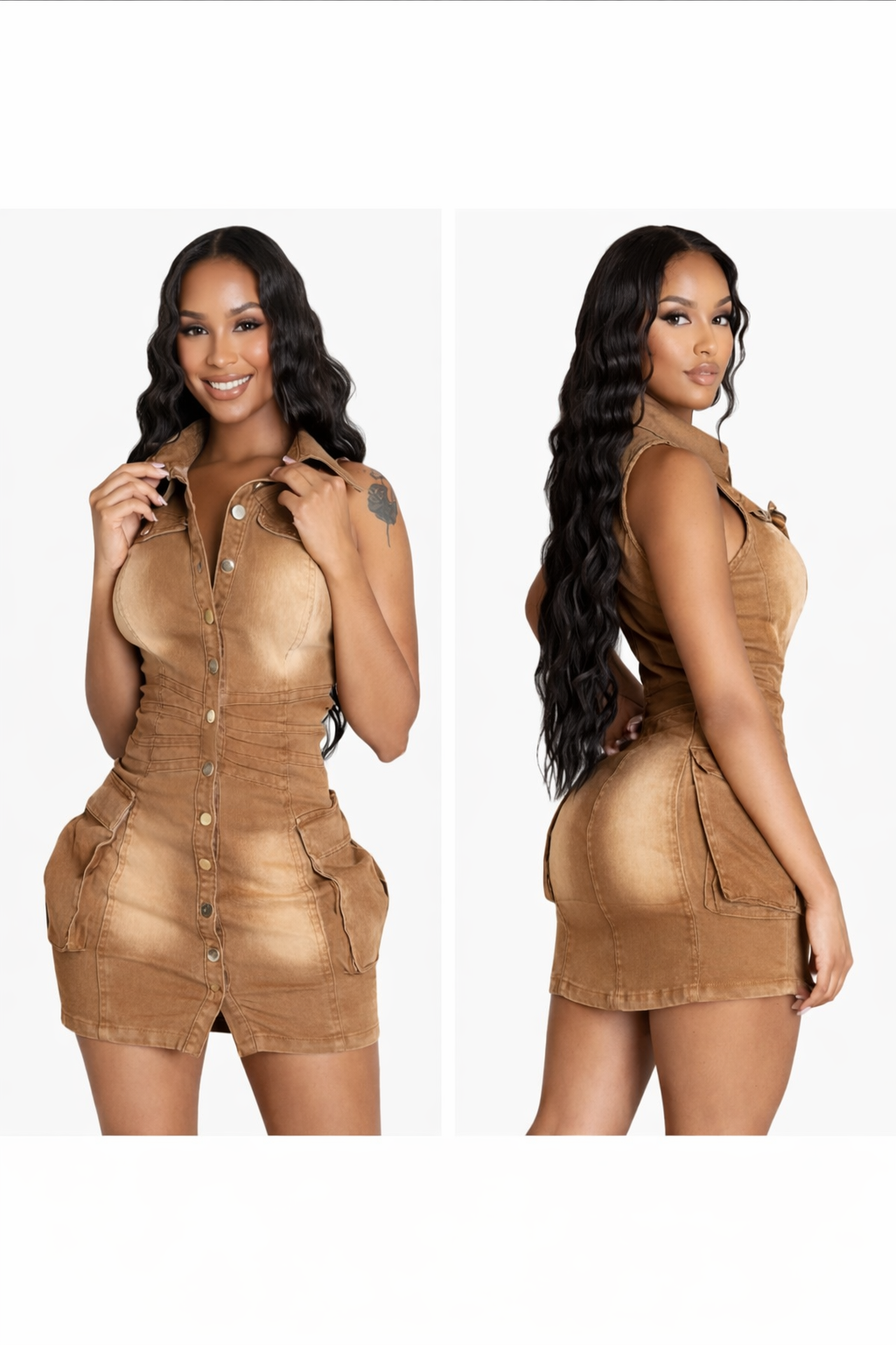 Cargo Denim Mini Dress