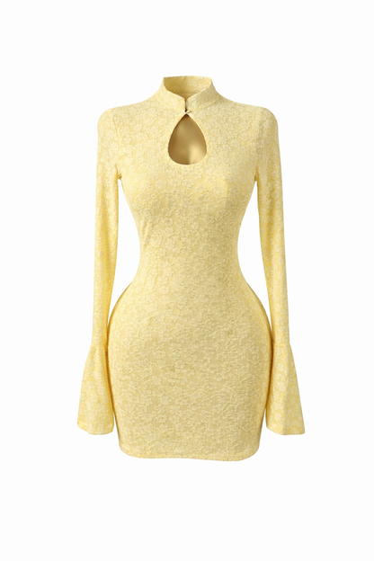 Soft Envy Lace Keyhole Mini Dress