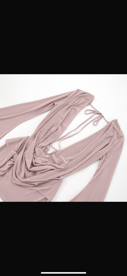 Soft Spoken Sheer Drape Mini Dress