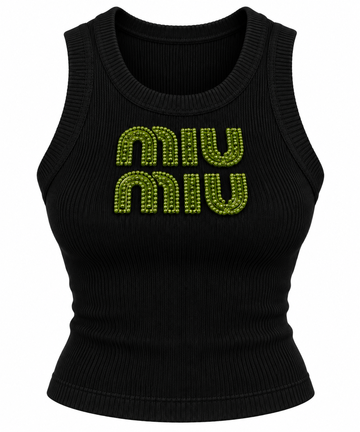 Miu Miu Embellished Ribbed Knit Tank Top
