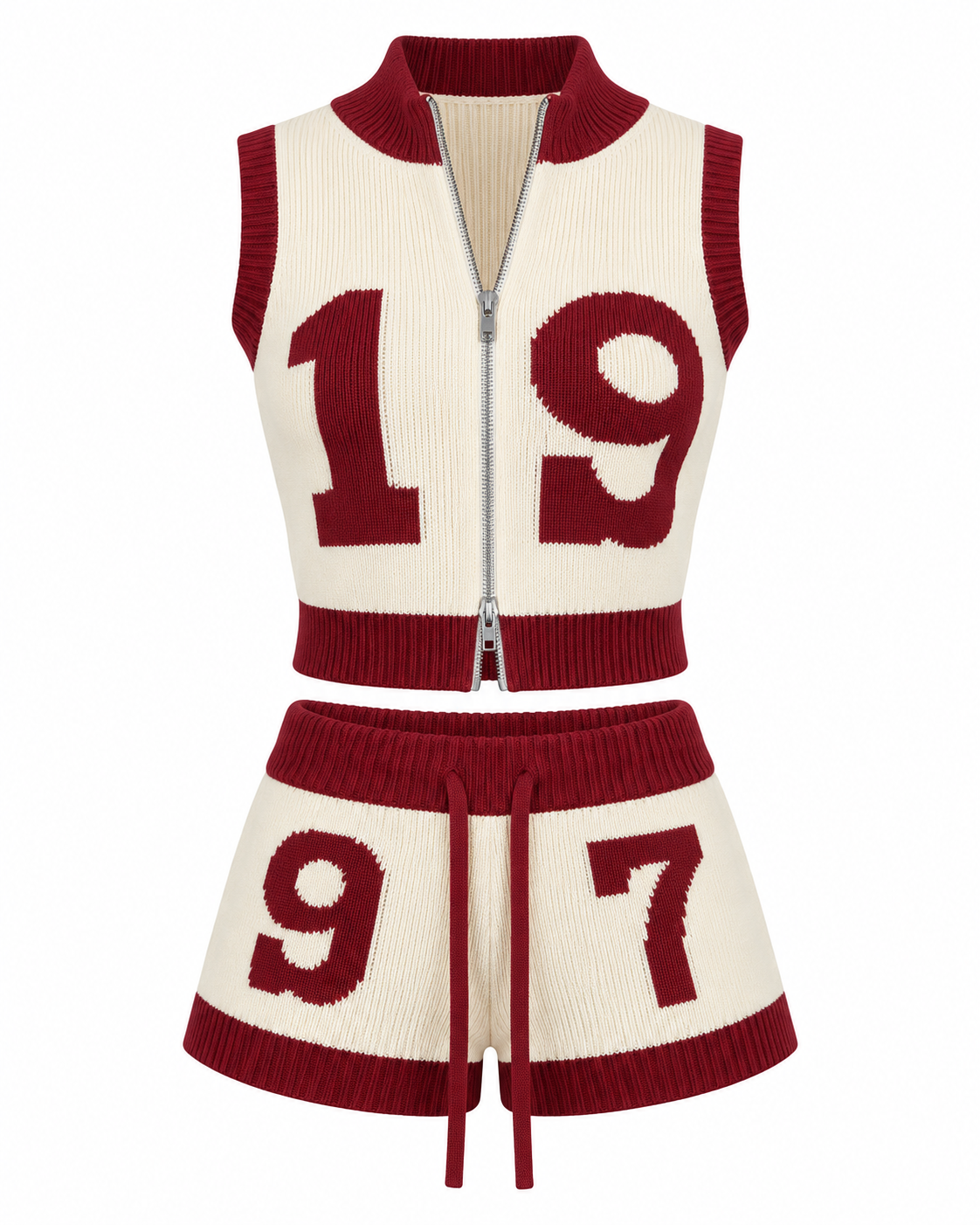 1997 Varsity Women’s Knit Two Piece Crop Top & Shorts Set