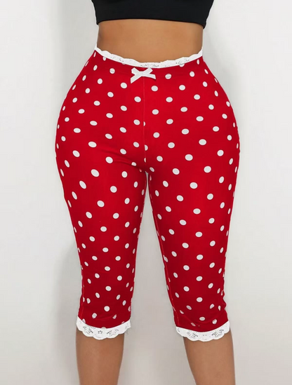 Sweet Spot Lace Capri Polka Dot Leggings