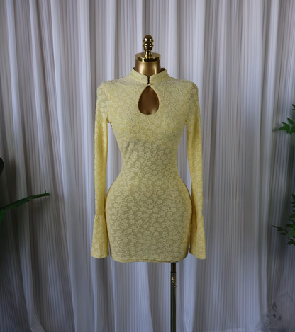 Soft Envy Lace Keyhole Mini Dress