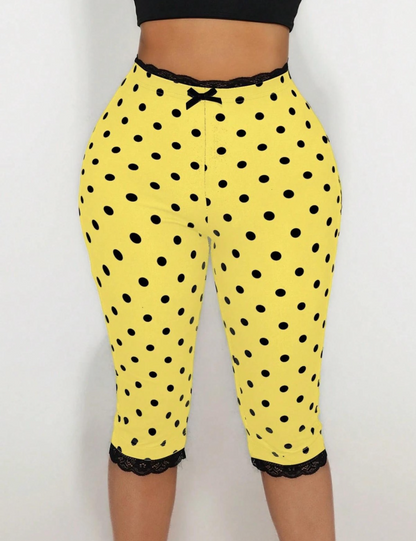 Sweet Spot Lace Capri Polka Dot Leggings