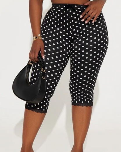 Sweet Spot Lace Capri Polka Dot Leggings