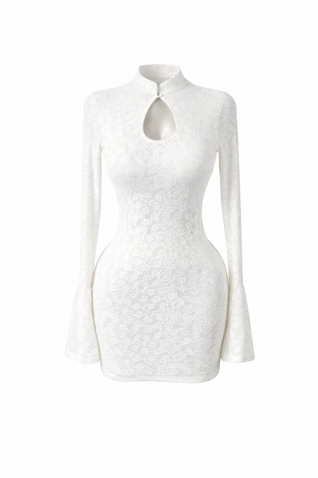 Soft Envy Lace Keyhole Mini Dress
