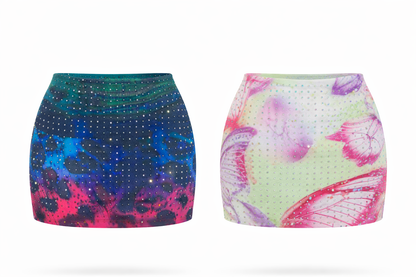 Drip Rhinestone Mini Skirt