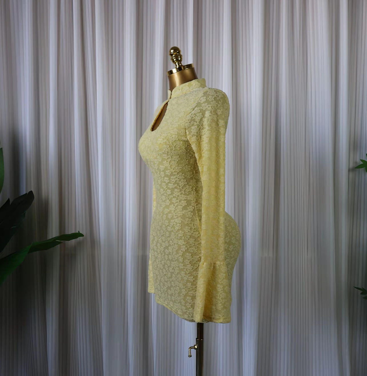 Soft Envy Lace Keyhole Mini Dress