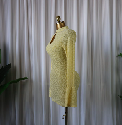 Soft Envy Lace Keyhole Mini Dress