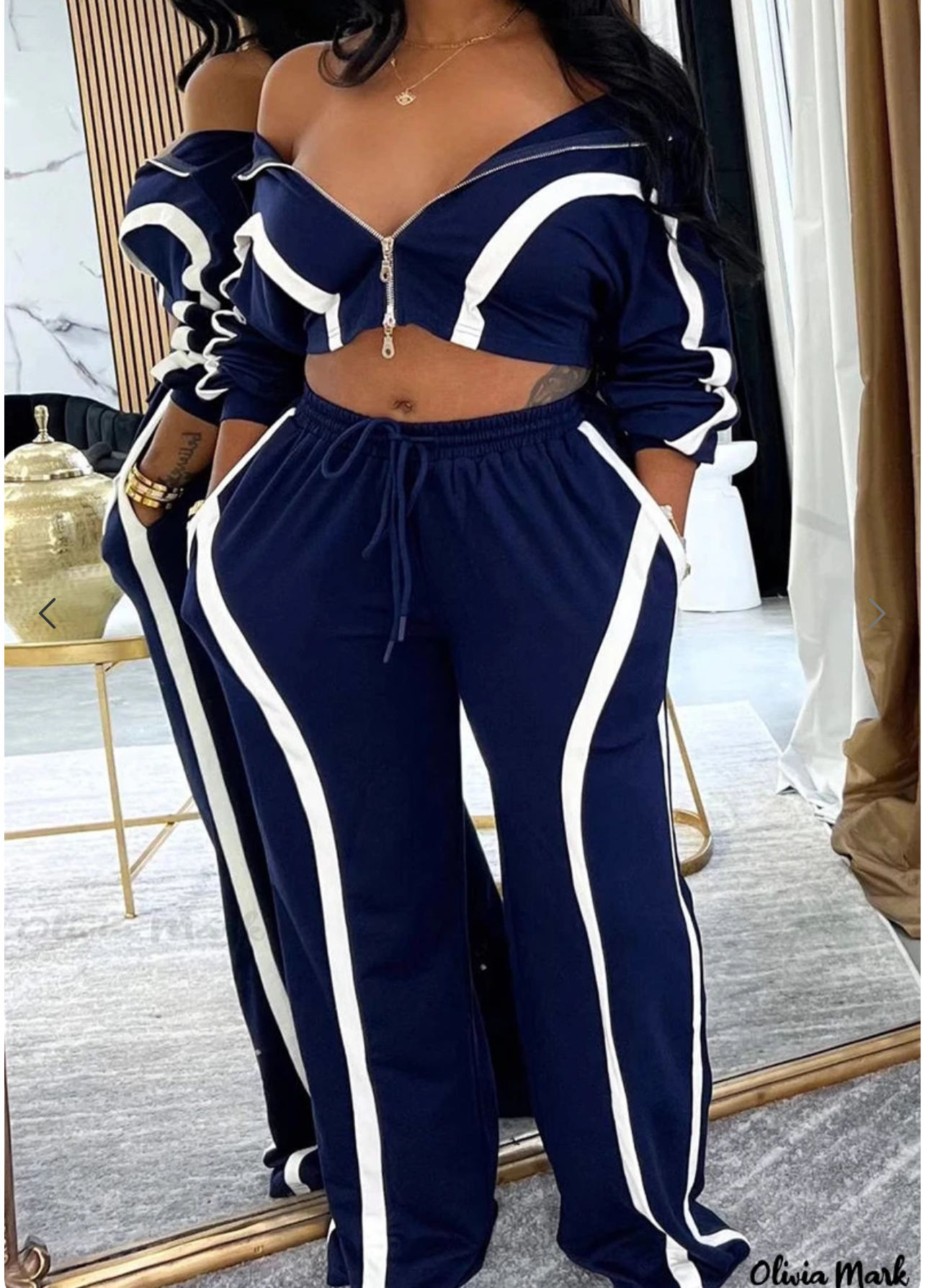 Luxe Contrast Zip-Up Two-Piece Lounge Set