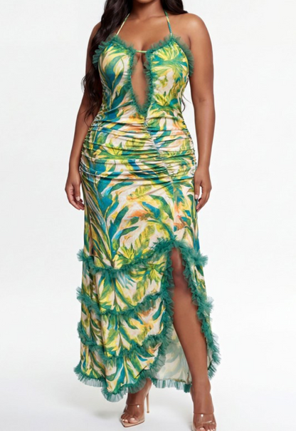 Emerald Escape Tropical Maxi Dress – Plus Size