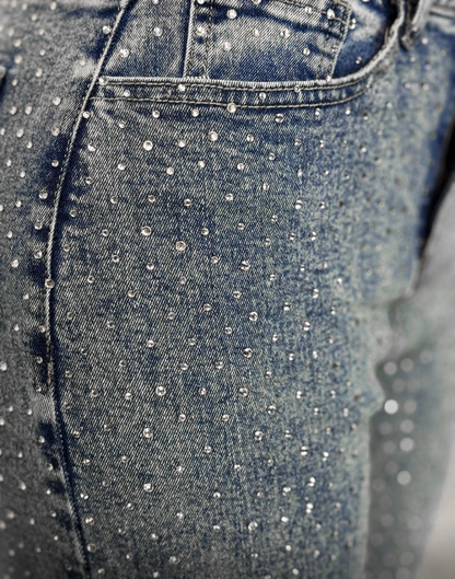 Diamond Pressure Rhinestone Jeans