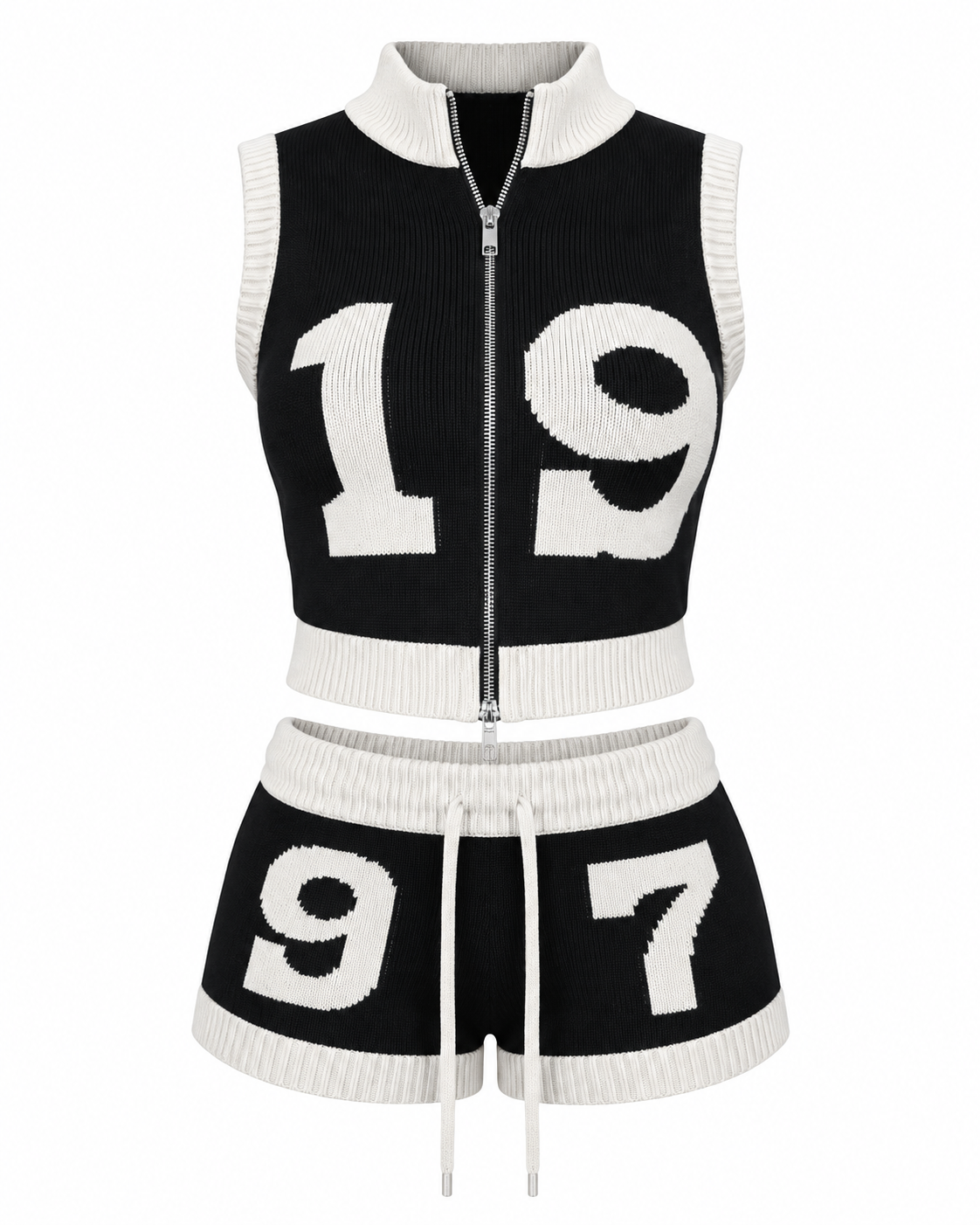 1997 Varsity Women’s Knit Two Piece Crop Top & Shorts Set