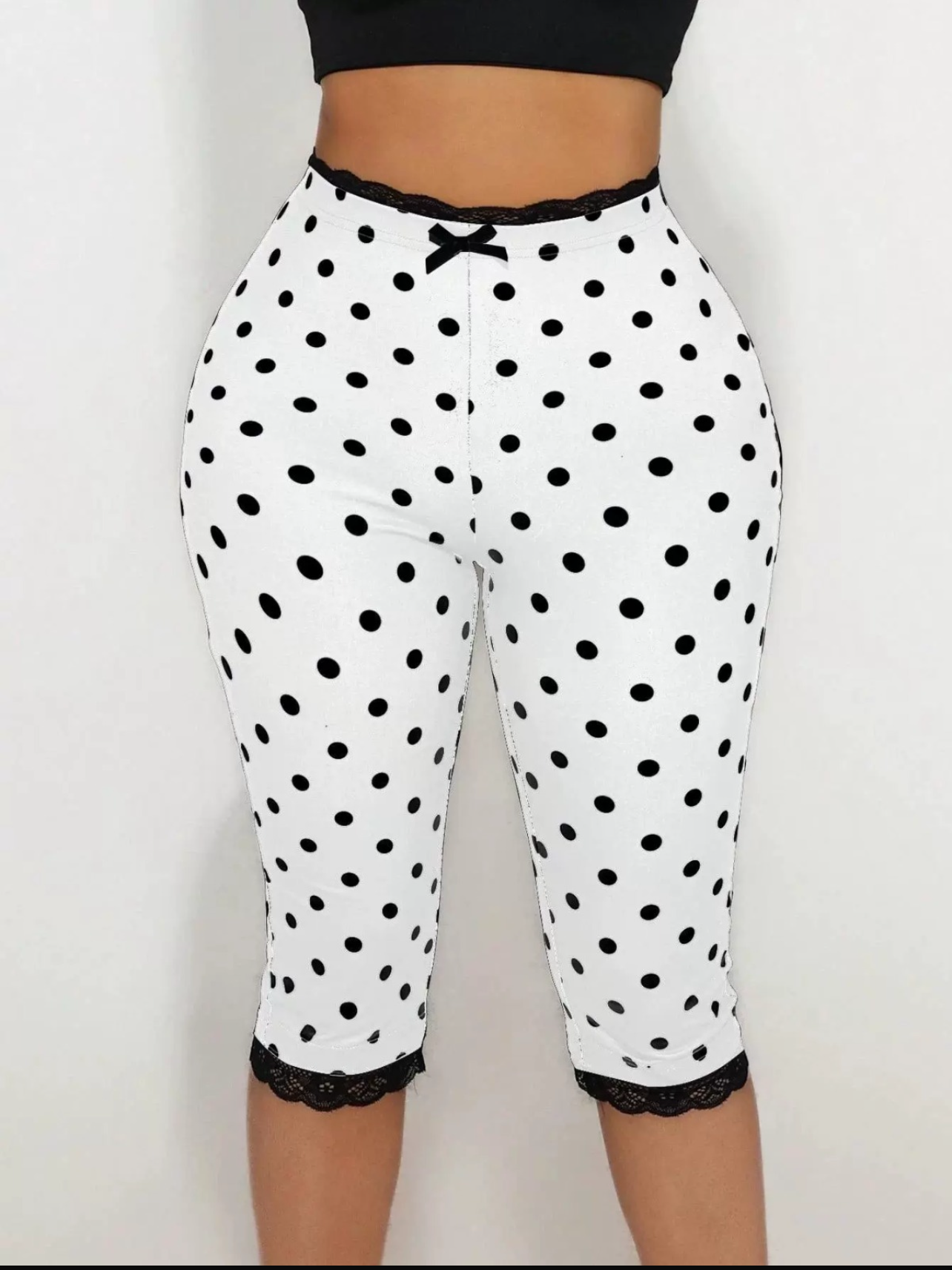 Sweet Spot Lace Capri Polka Dot Leggings