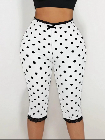 Sweet Spot Lace Capri Polka Dot Leggings