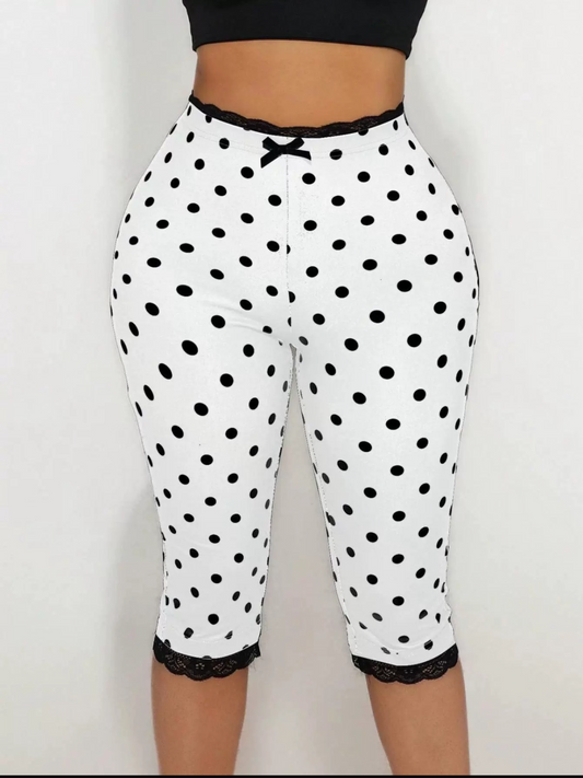 Sweet Spot Lace Capri Polka Dot Leggings