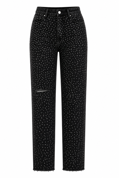 Diamond Pressure Rhinestone Jeans
