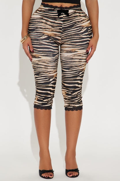 Wild Lace Trim Capri Leggings