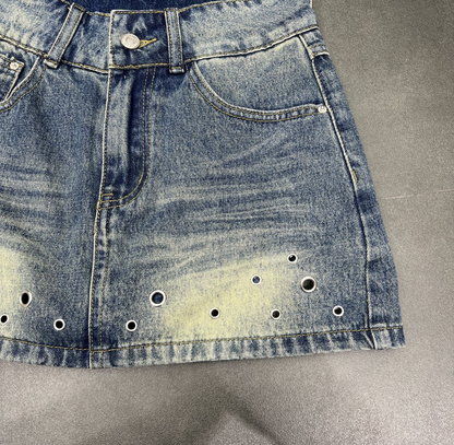 Rivet Rules Denim Skort