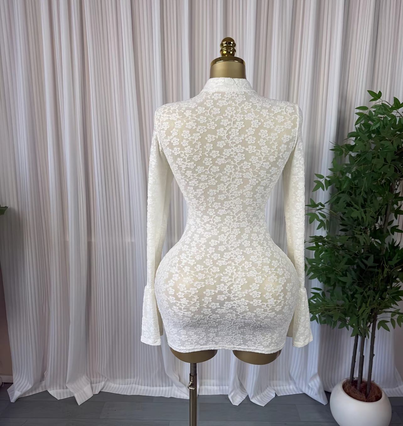 Soft Envy Lace Keyhole Mini Dress