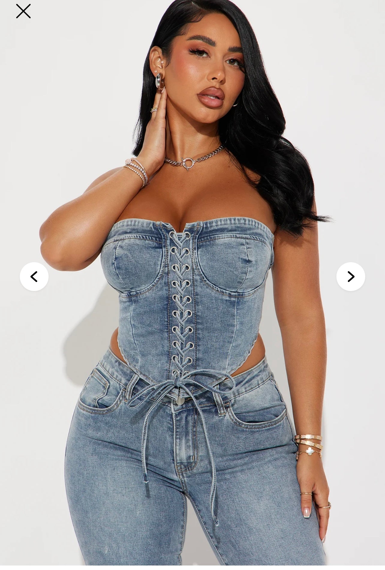 Lace-Up Denim – Corset Crop & Capri Pants set