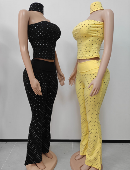 Dot On Me Straight Leg Pant Set