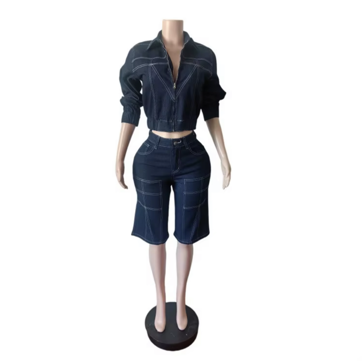 After Hours Dark Wash Denim Capri Two Piece Set
