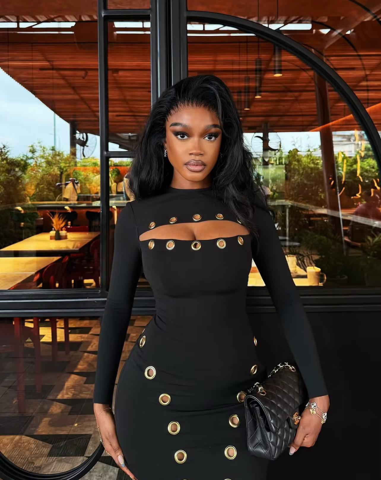 Golden Hour Grommet Mini Dress