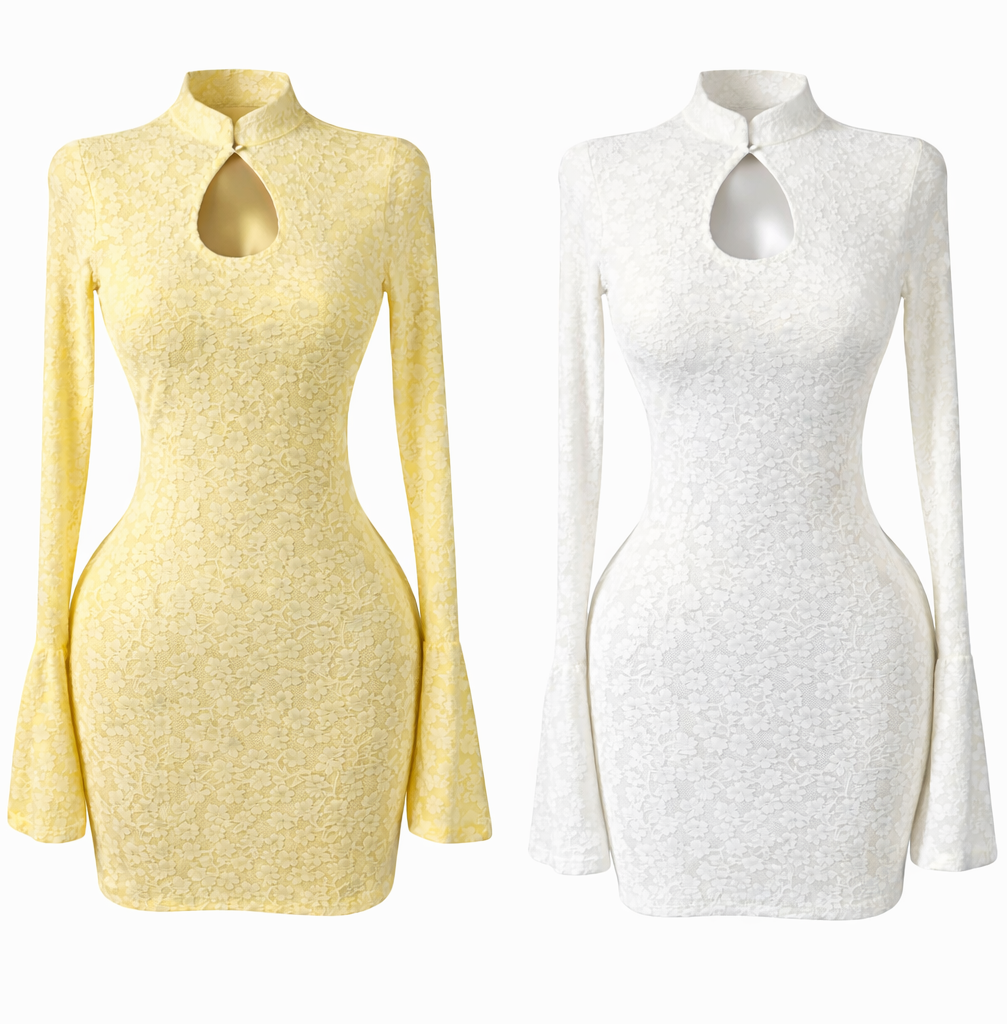 Soft Envy Lace Keyhole Mini Dress