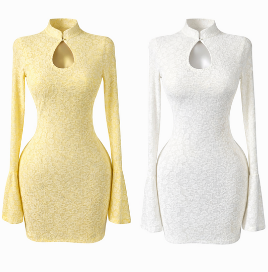 Soft Envy Lace Keyhole Mini Dress