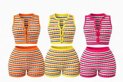 Sunset Energy Striped 2-Piece Short Set