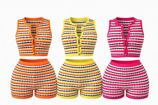 Sunset Energy Striped 2-Piece Short Set