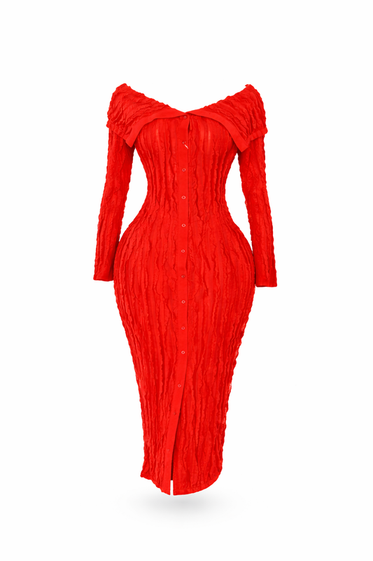 Main Character Energy Ruched Midi Dress
