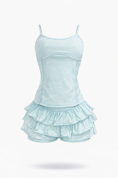 Soft Girl Ruffle Skort Set