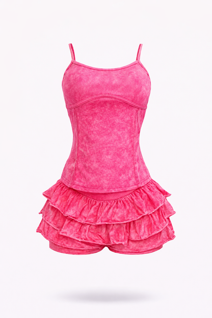 Soft Girl Ruffle Skort Set