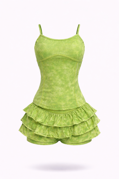 Soft Girl Ruffle Skort Set