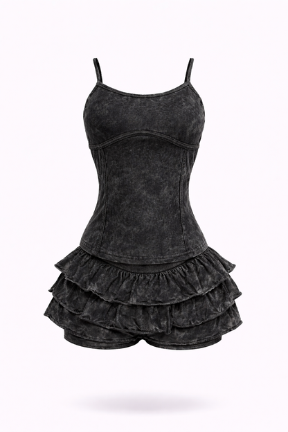 Soft Girl Ruffle Skort Set