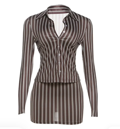 No Competition Stripe mini skirt Set