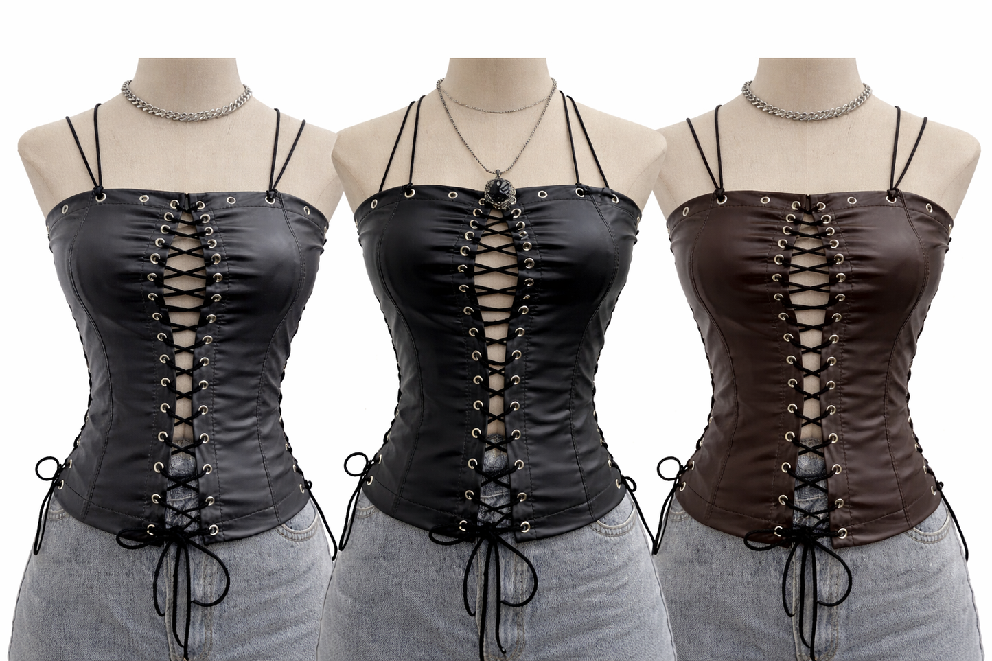 No Rules Lace-Up Halter Corset Top