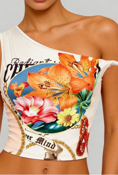 Positano Bloom One-Shoulder Top