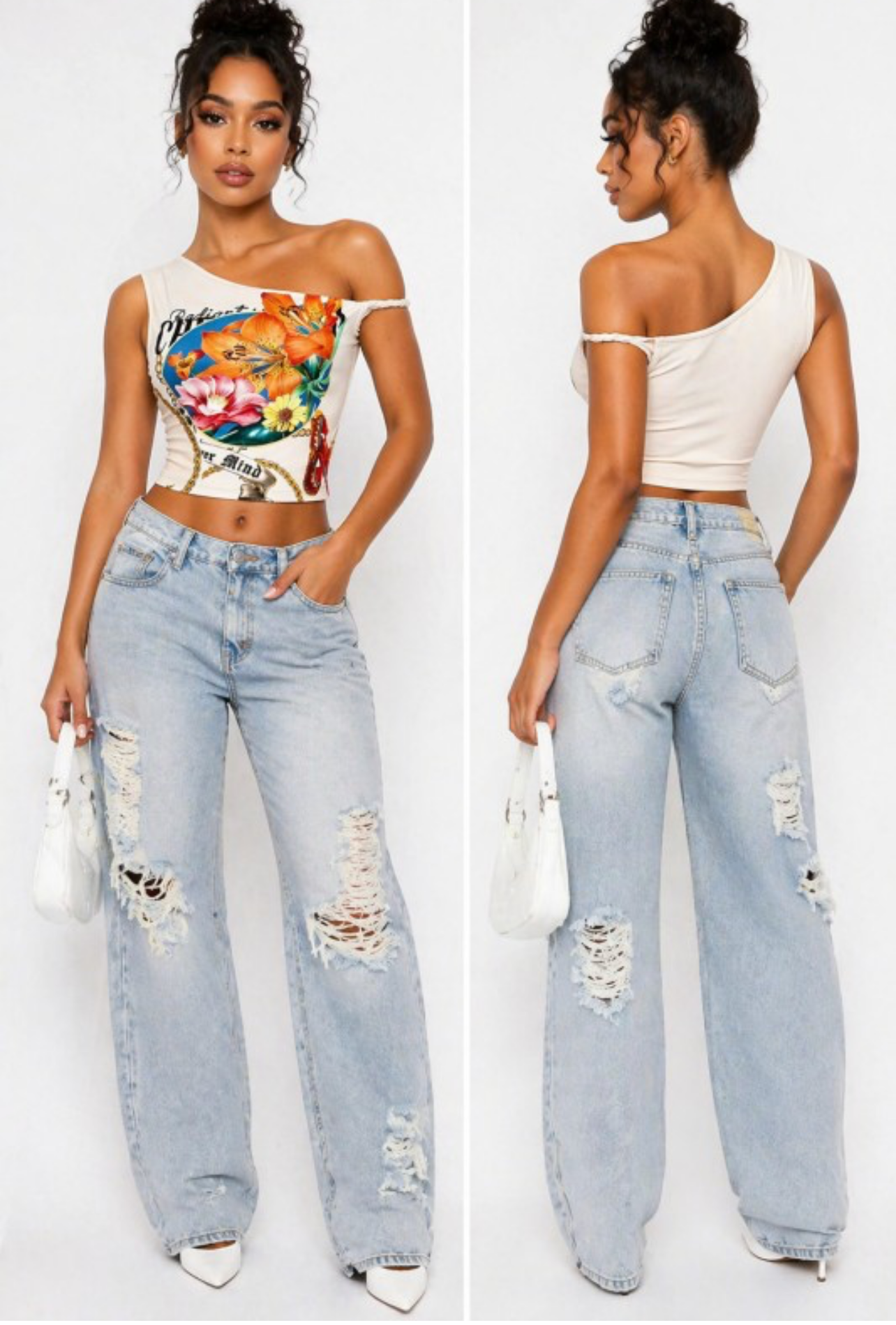 Positano Bloom One-Shoulder Top