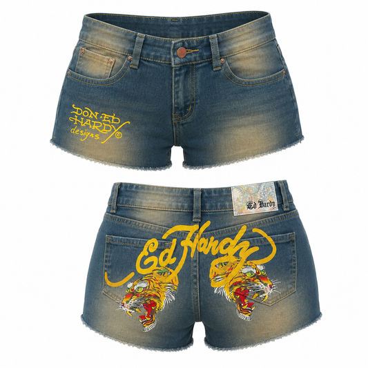 Ed Hardy Tiger Denim Shorts